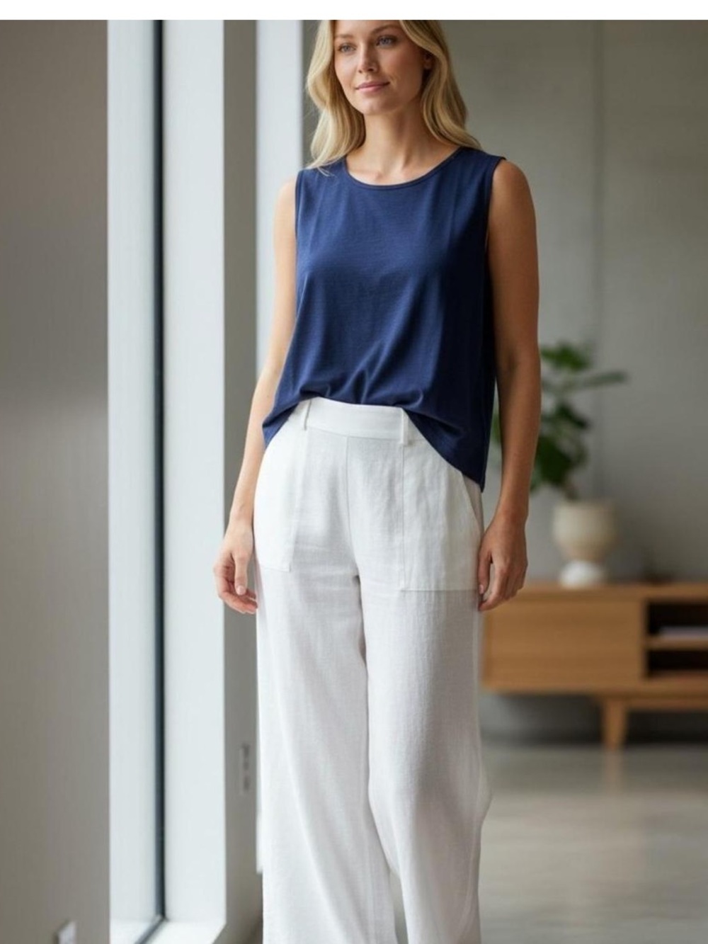 Onia Linen Shell Top Deep Navy - M (NWT)